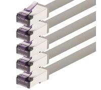 1aTTack.de - 0,15m - CAT6a Superflex - Cable de red Ethernet Gigabit LAN RJ45 CAT6 A cable de conexión 10000 Mbit s SFTP PIMF 500 MHz compatible con CAT6 CAT5 - Gris - 5 unidades