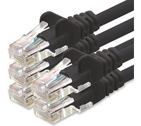 1aTTack.de 0,25m Cable de Red Negro - 5x - Cat.6 Ethernet Gigabit Lan RJ45 10 100 1000 Mbit s - Cable Patch UTP compatible con Cat.5 Cat.5e Cat.7 Cat.8 - Negro - 5x - 0,25m