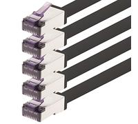 1aTTack.de - 0,25 m - Cable de red Ethernet Gigabit LAN RJ45 CAT6 A 10000 Mbps SFTP PIMF 500 MHz compatible con CAT6 CAT5 - negro - 5 unidades