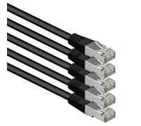 1aTTack.de® 0,25m - negro - 5 Piezas - CAT6 CAT 6 Ethernet LAN cable de red SET 1000 Mbit/s CAT6 Doble blindado PIMF 250MHz libre de halógenos compatible con CAT5e CAT6a CAT7 CAT8