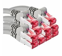 1aTTack.de 0,5 m - 10 unidades - Cable LAN Ethernet Cat6 RJ45 - Gris - Cable de red de alta velocidad para transmisión, juegos, TV y ordenador - Estable y duradero - Perfecto para redes domésticas y
