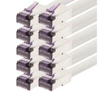 1aTTack.de - 0,5 m - Cable de red RJ45 CAT6a Superflex Ethernet Gigabit LAN RJ45 CAT6 A cable de conexión 10000 Mbit s SFTP PIMF 500 MHz compatible con CAT6 CAT5 - Blanco - 10 unidades
