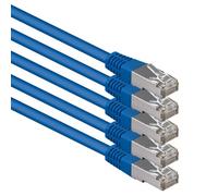 1aTTack.de® 0,5m - azul - 5 Piezas - CAT6 CAT 6 Ethernet LAN cable de red SET 1000 Mbit/s CAT6 Doble blindado PIMF 250MHz libre de halógenos compatible con CAT5e CAT6a CAT7 CAT8
