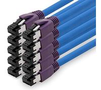 1aTTack.de 0.5m Cable de red Cat.8 Cable CAT8 CAT 8 2000 Mhz 40 Gbit s 40GBase-T High End Poe + cable de conexión Cable Ethernet AWG24 cobre LSZH azul - 10 piezas 0.5m