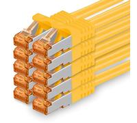 1aTTack.de 1,5 m - Cable de red Cat 7 amarillo - 10 unidades Gigabit Ethernet LAN, 10000 Mbits, cable de conexión Cat7, cable S FTP PIMF, apantallamiento LSZH Cat.7, cable bruto Rj45, Cat 6a, 10 x 1,5