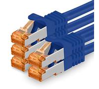 1aTTack.de 1,5 m - Cable de red Cat.7 azul - 5 unidades Gigabit Ethernet LAN cable 10000 Mbit s Patch Cable Cat7 cable S FTP PIMF blindaje LSZH Cat.7 Cable bruto RJ45 macho Cat 6a - 5 x 1,5 metros