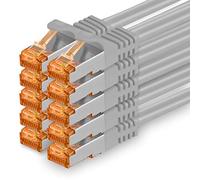 1aTTack.de 1,5 m - Cable de red Cat 7 gris - 10 unidades Gigabit Ethernet LAN, 10000 Mbits, cable de conexión Cat7, cable S FTP PIMF, apantallamiento LSZH Cat.7, cable bruto Rj45, conector Cat 6a, 10