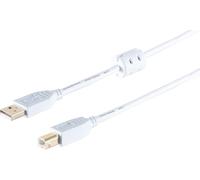 1aTTack.de 1 cable adaptador USB-A, USB-B, 2.0, ferrita, blanco, 3 m. Con este cable USB estándar, puedes conectar un disco duro externo a tu PC, por ejemplo,