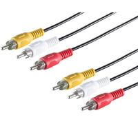 1aTTack.de 1 cable RCA de 1,5 m, 3 conectores RCA a 3 conectores RCA, cable de conexión de audio y vídeo, codificado por colores, para televisores, DVD, proyectores, consolas, receptores