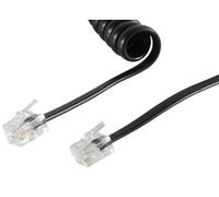 1aTTack.de 1 cable telefónico RJ10 de 2 m (también llamado RJ9, RJ22), conector para auriculares, cable en espiral, cable para auriculares de teléfono, conector RJ10, cable de teléfono fijo, cable de