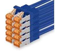 1aTTack.de 1 m - Cable de red Cat.7 azul - 10 unidades Gigabit Ethernet LAN Cable 10000 Mbit s Patch Cable Cat7 Cable S FTP PIMF Blindaje LSZH Cat.7 Cable Rj45 macho Cat 6a - 10 x 1 m