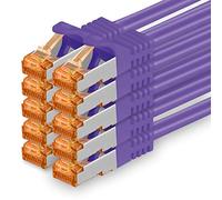 1aTTack.de 1 m - Cable de red Cat.7, color morado, 10 unidades Gigabit Ethernet LAN, 10.000 Mbits, cable de conexión Cat7, cable S FTP PIMF, apantallamiento LSZH Cat.7, cable bruto RJ45, conector Cat