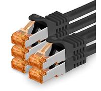 1aTTack.de 1 m - Cable de red Cat.7 negro - 5 unidades Gigabit Ethernet LAN Cable 10000 Mbit s Patch Cable Cat7 Cable S FTP PIMF blindaje LSZH Cat.7 Cable Rj45 macho Cat 6a - 5 x 1 m