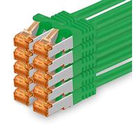 1aTTack.de 1 m - Cable de red Cat.7 verde - 10 unidades Gigabit Ethernet LAN Cable 10000 Mbit s Patch Cable Cat7 Cable S FTP PIMF blindaje LSZH Cat.7 Cable bruto RJ45 macho Cat 6a - 10 x 1 m