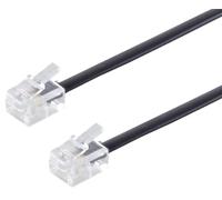 1aTTack.de 1 x 15 m - Cable telefónico RJ11 6/4 macho a RJ11 6/4 macho cable plano 4 hilos conector occidental negro