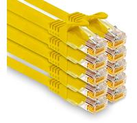 1aTTack.de - 10 cables de red Cat7 de 0,25 m, Cat.7 Ethernet, LAN & cables de conexión Cat 7 para una velocidad máxima de Internet & conecta todos los dispositivos con conector RJ 45 amarillo