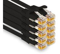 1aTTack.de - 10 cables de red Cat7 de 0,5 m, Cat.7 Ethernet, LAN y Cat 7 para una máxima velocidad de Internet y conecta todos los dispositivos con conector RJ 45, color negro