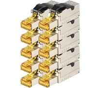 1aTTack.de 10 conectores RJ45 sin herramientas CAT8 - 10 conectores RJ45 sin herramientas CAT8 blindados carcasa de metal 40 Gbit s compatible con Cat5 Cat6 Cat7 10 conectores Cat8 macho Cat8
