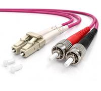 1aTTack.de 1x 1m OM4 LWL DX DUPLEX cable de conexión LC/UPC - ST/UPC MM MULTIMODALE - 50/125 µm LSZH violeta