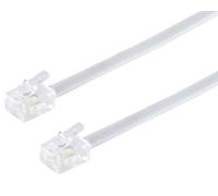 1aTTack.de 1x 20m - Cable telefónico RJ11 6/4 macho a RJ11 6/4 macho cable plano 4 hilos enchufe occidental blanco