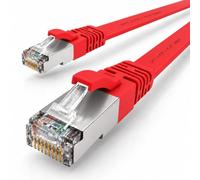 1aTTack.de 1x Cable Ethernet CAT7 plano 2m U/FTP 10 Gbit/s RJ45 Cat6a rojo