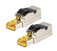 1aTTack.de 2 conectores de red RJ45 CAT 8-2 sin herramientas, conector RJ45, Cat8, blindado, carcasa de metal de 40 Gbits, compatible con Cat5, Cat6, Cat7, 2 unidades, conector Cat8, conector Cat8