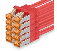 1aTTack.de 2 m - Cable de red Cat.7 rojo - 10 unidades Gigabit Ethernet LAN, 10.000 Mbits, cable de conexión Cat7, cable S FTP PIMF, apantallamiento LSZH Cat.7, cable bruto RJ45 macho Cat 6a, 10 x 2