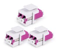 1aTTack.de 3 conectores de fibra óptica Keystone OM4 (UPC o PC) LC dúplex hembra a LC dúplex hembra, multimodo, color morado