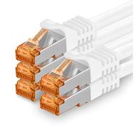 1aTTack.de 5 m - Cable de red Cat 7 blanco - 5 unidades Gigabit Ethernet LAN cable 10000 Mbit s Patch Cable Cat7 cable S FTP PIMF apantallamiento LSZH Cat.7 cable bruto RJ45 macho Cat 6a - 5 x 5
