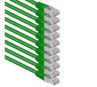 1aTTack.de® - 5m - Verde - 10 Piezas - CAT6 Cat 6 Ethernet LAN Cable de Red Set 1000 Mbit/s CAT6 Doble blindado PIMF 250MHz Libre de halógenos Compatible con CAT5e CAT6a CAT7 CAT8