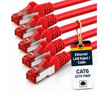 1aTTack.de 5x 0,25m Cable de red SFTP PIMF Cat6 RJ45 rojo