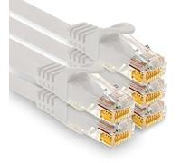 1aTTack.de 5x 0,5m CAT7 Ethernet Cable de red LAN RJ45 - blanco | Latiguillo para Internet, router, módem, switch, PC, consola, gaming, hogar