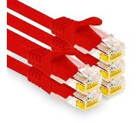 1aTTack.de 5x 0,5m CAT7 Ethernet Cable de red LAN RJ45 - rojo | Latiguillo para Internet, router, módem, switch, PC, consola, gaming, hogar