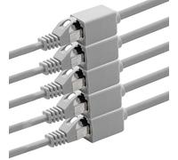 1aTTack.de 5x 0,5m CAT7 Extensión LAN RJ45 - gris | Adaptador Ethernet, conector Cat6a macho-hembra, SFTP PIMF, LSZH, cobre, 10Gb/s, latiguillo para router, switch, módem y PC