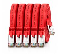 1aTTack.de 5x Cable Ethernet CAT7 plano 3m U/FTP 10 Gbit/s RJ45 Cat6a rojo