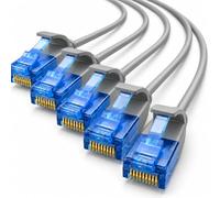 1aTTack.de 660240 Cable Cat6 Cat.6 Cable de red Cat 0.5m - Cable de conexión cable delgado (diámetro pequeño - muy flexible) 1000 Mbit/s - 5 piezas - gris