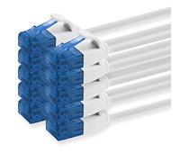 1aTTack.de 660318 Cable de red Cat 6, categoría 6, 0,5 m, cable de conexión, cable fino (diámetro pequeño, muy flexible), 1000 Mbit/s, 10 unidades, color blanco