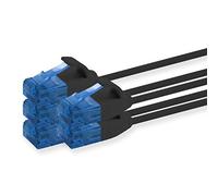 1aTTack.de 660547 Cable de red Cat 6, categoría 6, 0,3 m, cable de conexión, cable delgado (diámetro pequeño, muy flexible), 1000 Mbit/s, 5 unidades, negro