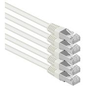 1aTTack.de - 7,5m - Blanco - 5 Piezas - CAT6 Cat 6 Ethernet LAN Cable de Red Set 1000 Mbit/s CAT6 Doble blindado PIMF 250MHz Libre de halógenos Compatible con CAT5e CAT6a CAT7 CAT8