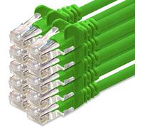 1aTTack.de Cable de Red Cat.6 - Cat6 Cable ethernet Lan 1000 Mbits (PoE) Patch Cable Compatible con Cat5 Cat6a Cat7 Cat8 verde - 10x 0,5m