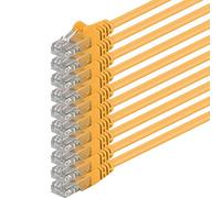 1aTTack.de Cable de Red Cat.6 - Cat6 Cable ethernet Lan 1000 Mbits (PoE) Patch Cable Compatible con Cat5 Cat6a Cat7 Cat8 amarillo - 10x 0,5m