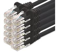 1aTTack.de Cable de Red Cat.6 - Negro - 10 x - 0,5m - Cat6 Cable ethernet Lan 1000 Mbits (PoE) Patch Cable Compatible con Cat5 Cat6a Cat7 Cat8 Internet módem DSL Fritz Box