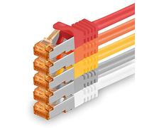 1aTTack.de Cable de red Cat 7, 1 m, 5 colores, 01-5 unidades, Gigabit Ethernet, cable LAN 10000 Mbits, cable de conexión Cat7, cable S FTP PIMF, blindaje LSZH Cat.7, cable bruto RJ45, conector Cat 6a