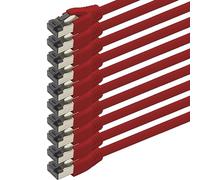 1aTTack.de Cable de red Cat 8 de 0,25 m, cable de red CAT8, 10 unidades, Cat 8 Lan, 2000 MHz, 40 Gbit/s, 40GBase-T Poe+, 10 x 0,25 m, rojo