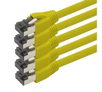 1aTTack.de Cable de red Cat 8 de 0,5 m, cable de red CAT8, amarillo, 5 unidades, Cat.8 Lan, 2000 Mhz, 40 Gbit/s, 40GBase-T Poe+, 5 x 0,5 m, amarillo