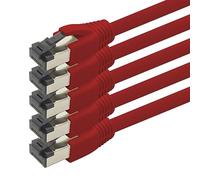 1aTTack.de Cable de red Cat 8 de 1 m, cable de red CAT8, 5 unidades, Cat.8 Lan, 2000 MHz, 40 Gbits, 40GBase-T Poe+, 5 x 1 m, rojo