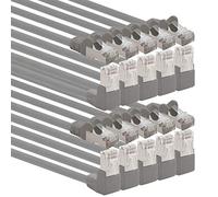 1aTTack.de - Cable de red Cat6 Cat 6 en ángulo de 90 grados SFTP PIMF 1000 Mbits RJ-45-10 piezas gris 0,5m