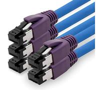 1aTTack.de Cable de red Cat8, 0,5 m, Cat8, 2000 MHz, 40 Gbits, 40GBase-T High End Poe+, cable Ethernet, AWG24, cobre LSZH, azul, 5 unidades de 0,5 m