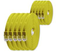 1aTTack.de Cable de red plano Cat6, 1 m, amarillo, 10 unidades, cable plano Cat6, cable de conexión Cat 6, cable de conexión 1000 Mbit/s, Gigabit LAN (RJ45), plano Slim Micro