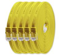 1aTTack.de Cable de red plano Cat6, 3 m, color amarillo, 5 unidades, cable plano Cat6, cable de conexión Cat 6, 1000 Mbit/s, Gigabit LAN (RJ45), plano Slim Micro